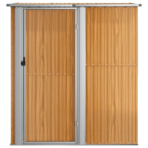 Abrigo de jardim, cabana, casa de armazenamento, galpão ao ar livre, ferramentas robustas 180,5 x 97 x 209,5 cm, aço galvanizado, aparência de madeira marrom 02_0022160
