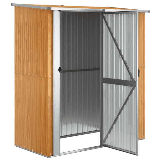Abrigo de jardim, cabana, casa de armazenamento, galpão ao ar livre, ferramentas robustas 180,5 x 97 x 209,5 cm, aço galvanizado, aparência de madeira marrom 02_0022160