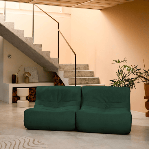 Sofá modular de veludo de 2 lugares, Sokol veludo, Verde, 91x105x72 cm
