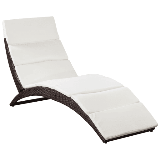 Espreguiçadeira espreguiçadeira para banhos de sol cama de jardim terraço mobiliário de exterior dobrável com almofada de resina tecida marrom 02_0012857