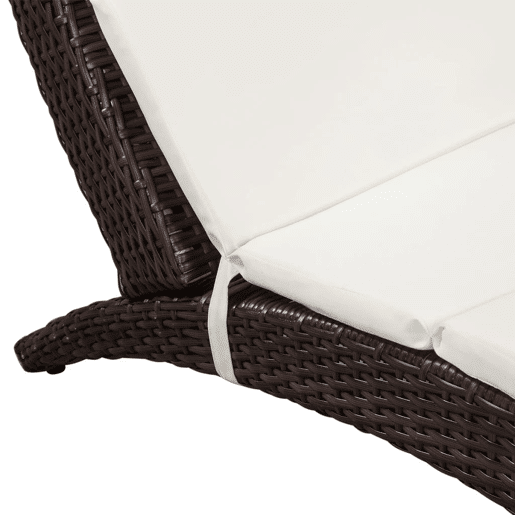 Espreguiçadeira espreguiçadeira para banhos de sol cama de jardim terraço mobiliário de exterior dobrável com almofada de resina tecida marrom 02_0012857
