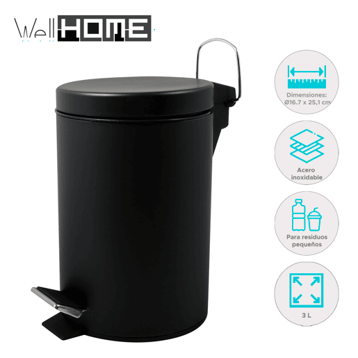 Lixeira preta Well Home