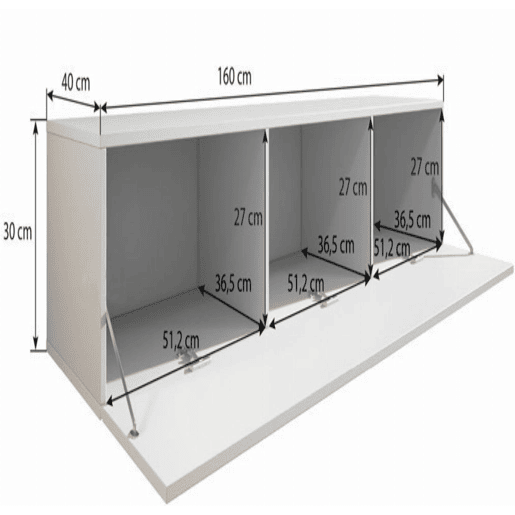 Móvel de sala Sala de estar e jantar Branco 260x40x160 3 portas LED Nora 8 Muebles Bonitos