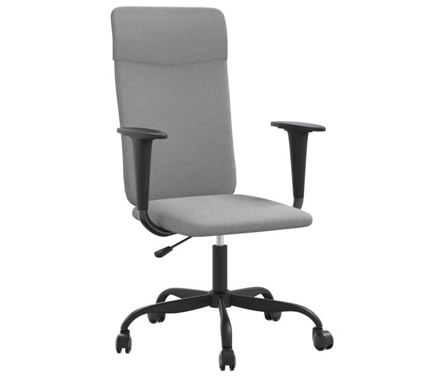 Silla sillón ordenador oficina asiento estudio altura regulable tela gris claro 02_0024068