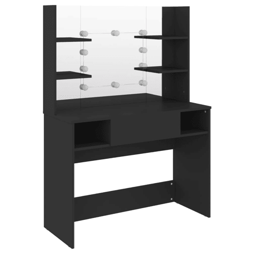 Penteadeira - Mesa de maquilhagem c luzes LED 100x40x135 cm MDF preto Penteadeira - Mesa de maquilhagem c luzes LED 100x40x135 cm MDF preto