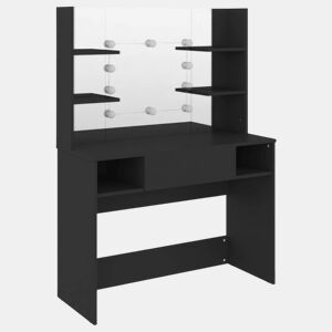 Penteadeira - Mesa de maquilhagem c luzes LED 100x40x135 cm MDF preto
