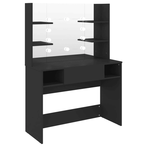 Penteadeira - Mesa de maquilhagem c luzes LED 100x40x135 cm MDF preto Penteadeira - Mesa de maquilhagem c luzes LED 100x40x135 cm MDF preto