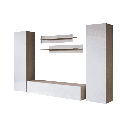 Móvel de sala Sala de estar e jantar SonomaBranco 260x40x165 3 portas Luke 7 Muebles Bonitos