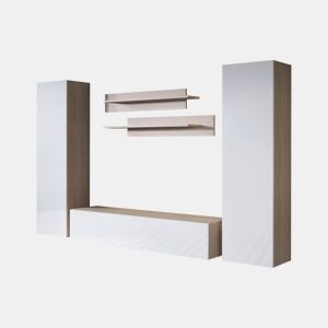 Móvel de sala Sala de estar e jantar SonomaBranco 260x40x165 3 portas Luke 7 Muebles Bonitos