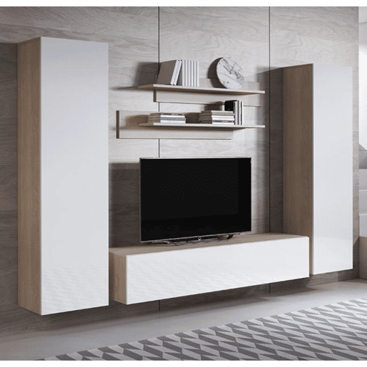 Móvel de sala Sala de estar e jantar SonomaBranco 260x40x165 3 portas Luke 7 Muebles Bonitos