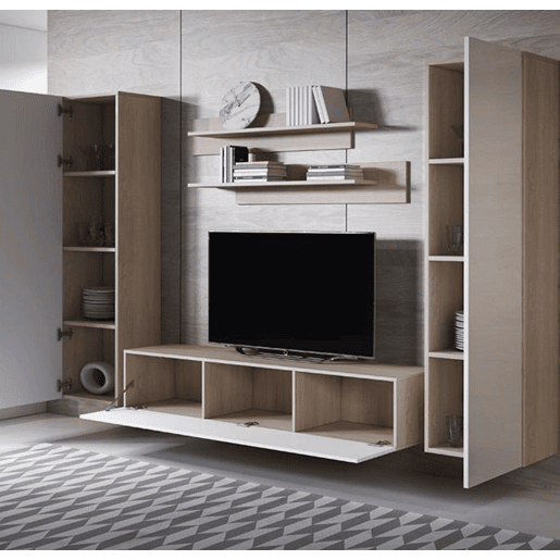 Móvel de sala Sala de estar e jantar SonomaBranco 260x40x165 3 portas Luke 7 Muebles Bonitos
