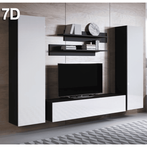 Móvel de sala Sala de estar e jantar PretoBranco 260x40x165 3 portas Luke 7 Muebles Bonitos