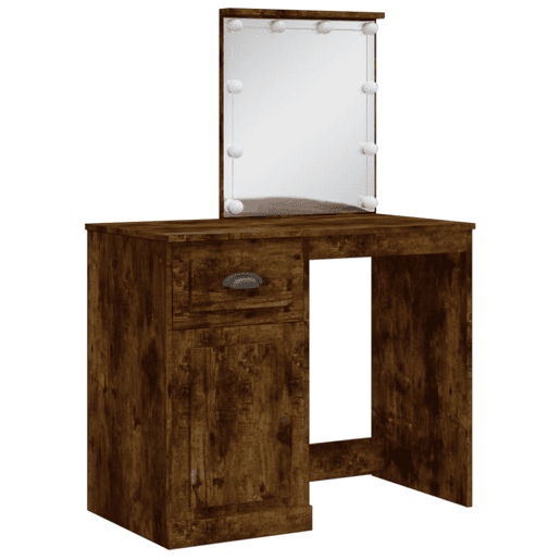 Penteadeira - Toucador com luzes LED 90x42x132,5 cm carvalho fumado