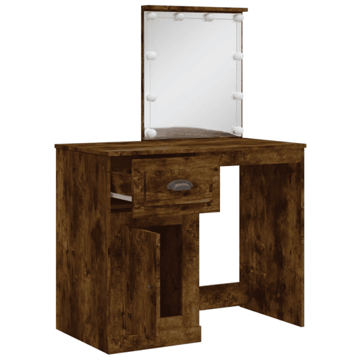 Penteadeira - Toucador com luzes LED 90x42x132,5 cm carvalho fumado