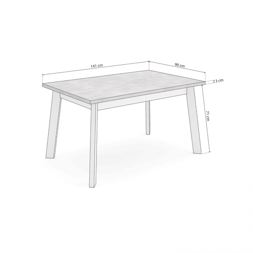 Mesa de jantar Naira 140 Cemento Blanco 141 x 74 x 90 cm