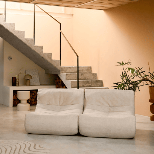 Sofá modular de veludo de 2 lugares, Sokol veludo, Beige, 91x105x72 cm