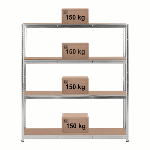 Prateleira para carga pesada 160 x 40 x 180 cm suporta 4 x 150 kg ferramentas robustas para oficina de garagem cinza 14_0005179 Prateleira para carga pesada 160 x 40 x 180 cm suporta 4 x 150 kg ferramentas robustas para oficina de garagem cinza 14_0005179