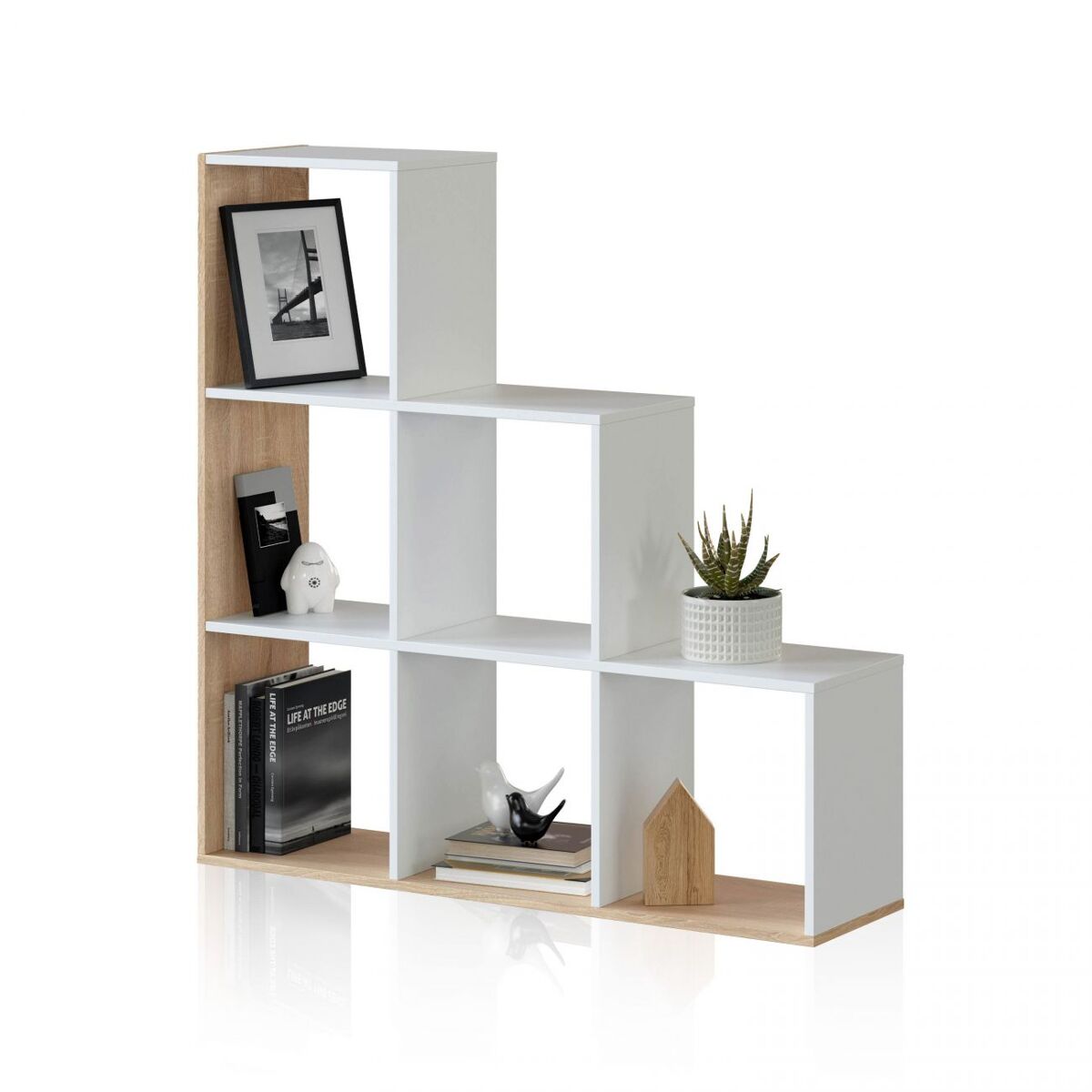 Estantería lua blanco artik (blanco mate) - roble canadian 108 x 110 x 28 cm