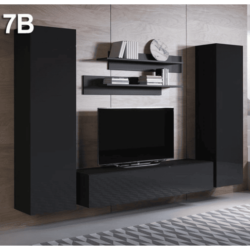 Móvel de sala Sala de estar e jantar Preto 260x40x165 3 portas Luke 7 Muebles Bonitos