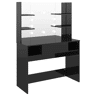 Penteadeira - Mesa de maquilhagem c LEDs 100x40x135 cm MDF preto brilhante