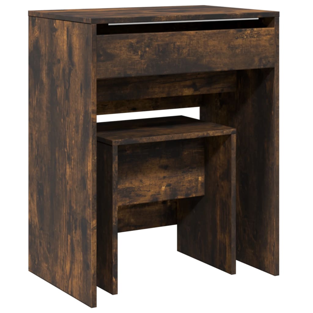 Tocador - tocador de maquillaje - mesa de tocador con taburete roble ahumado 60x40x113,5 cm