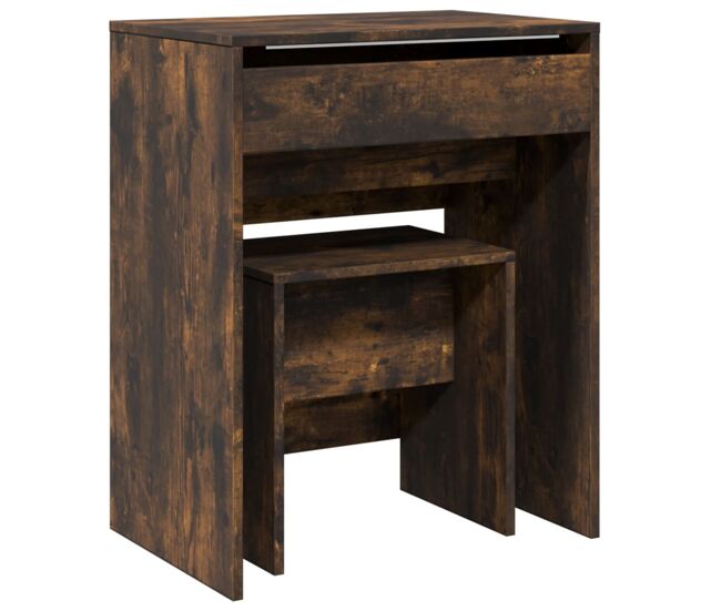 Tocador - tocador de maquillaje - mesa de tocador con taburete roble ahumado 60x40x113,5 cm