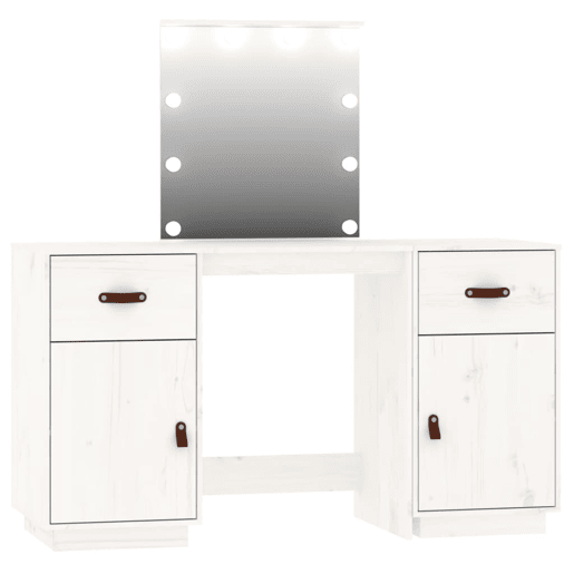 Conjunto de Penteadeira - Toucador com luzes LED pinho maciço branco