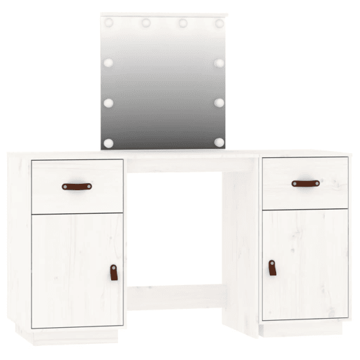 Conjunto de Penteadeira - Toucador com luzes LED pinho maciço branco