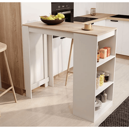 Mesa alta Cozinha Sala de jantar BrancoSonoma 110x50x103 Kyra Muebles Bonitos