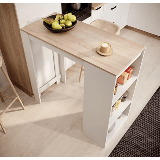 Mesa alta Cozinha Sala de jantar BrancoSonoma 110x50x103 Kyra Muebles Bonitos