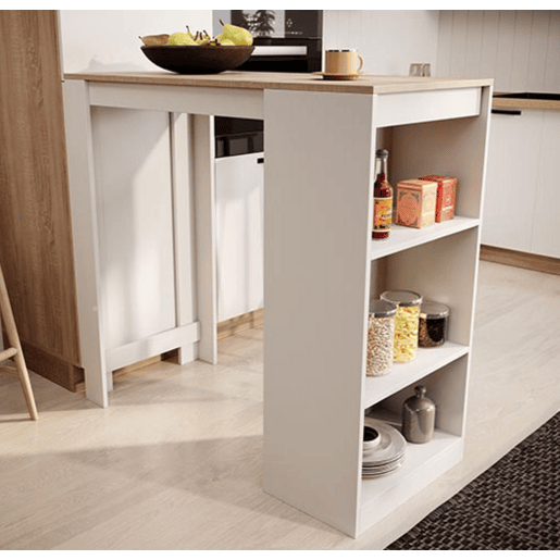 Mesa alta Cozinha Sala de jantar BrancoSonoma 110x50x103 Kyra Muebles Bonitos