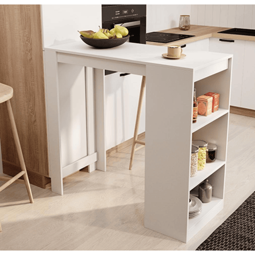 Mesa alta Cozinha Sala de jantar Branco 110x50x103 Kyra Muebles Bonitos