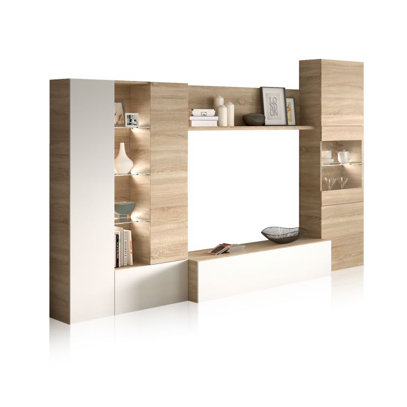Salón essential blanco - roble 260 x 185 x 42 cm