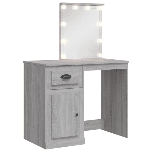 Penteadeira - Toucador com luzes LED 90x42x132,5 cm cinzento sonoma