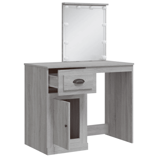 Penteadeira - Toucador com luzes LED 90x42x132,5 cm cinzento sonoma