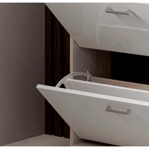 Sapateira de entrada Hall de entrada BrancoSonoma 89x24x105 2 portas 1 gaveta LED Paola Muebles Bonitos