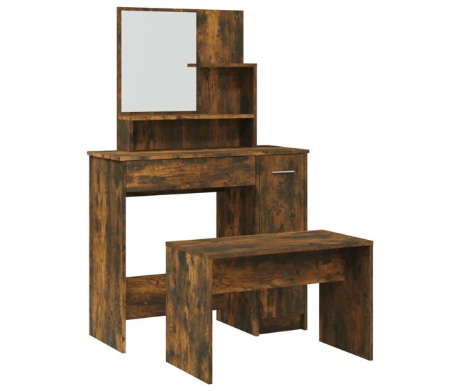 Juego de tocador - tocador de maquillaje - mesa de tocador color roble ahumado 86,5x35x136 cm