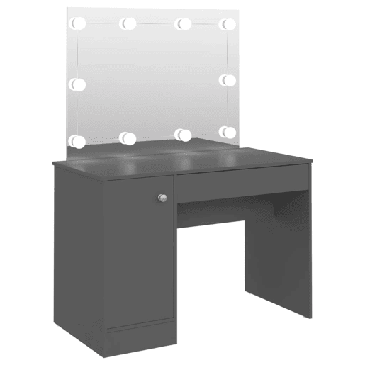 Penteadeira - Mesa de maquilhagem c LEDs 110x55x145 cm MDF cinzento