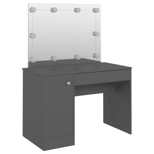 Penteadeira - Mesa de maquilhagem c LEDs 110x55x145 cm MDF cinzento