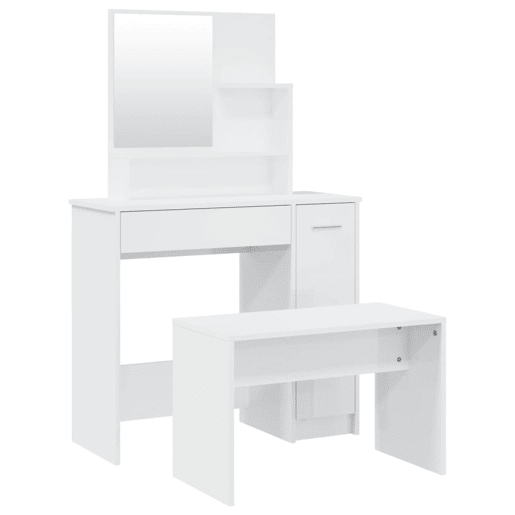 Conjunto Penteadeira - Toucador 86,5x35x136 cm branco brilhante
