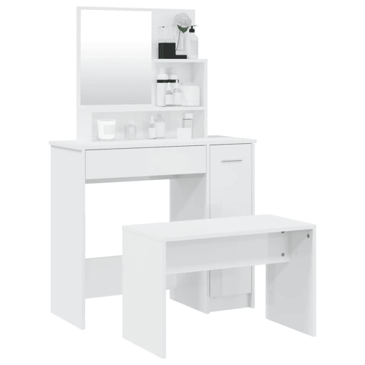 Conjunto Penteadeira - Toucador 86,5x35x136 cm branco brilhante