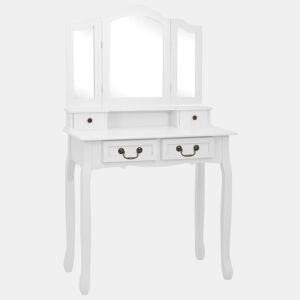 Conj. Penteadeira - Toucador com banco 80x69x141 cm madeira paulownia branco