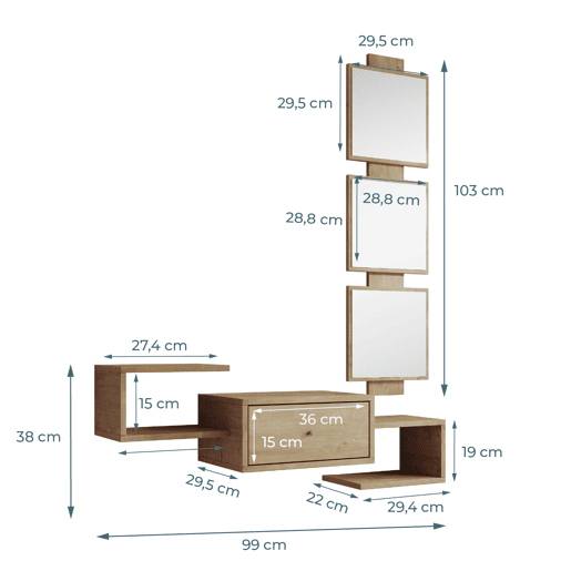 Móvel de entrada Hall de entrada Sonoma 99,5x22x145 1 gaveta Neo Muebles Bonitos