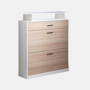 Sapateira de entrada Hall de entrada BrancoSonoma 89x24x105 2 portas 1 gaveta LED Paola Muebles Bonitos