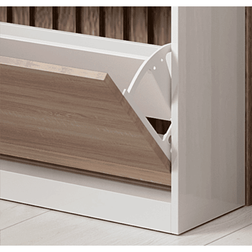 Sapateira de entrada Hall de entrada BrancoSonoma 89x24x105 2 portas 1 gaveta LED Paola Muebles Bonitos