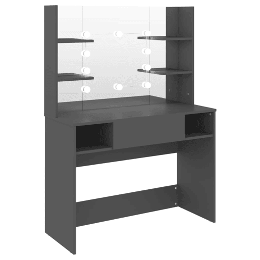 Penteadeira - Mesa de maquilhagem c luzes LED 100x40x135 cm MDF cinzento Penteadeira - Mesa de maquilhagem c luzes LED 100x40x135 cm MDF cinzento