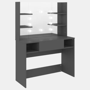 Penteadeira - Mesa de maquilhagem c luzes LED 100x40x135 cm MDF cinzento
