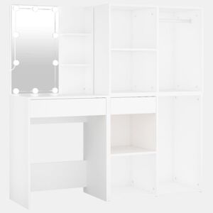 Penteadeira - Toucador com 2 armários e luzes LED derivados de madeira branco
