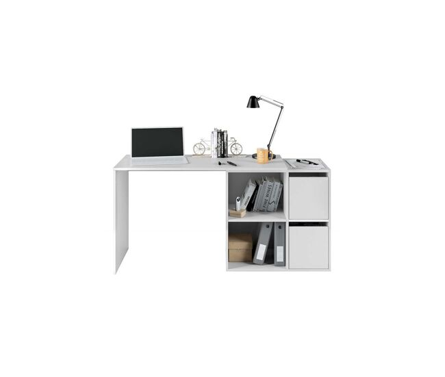 Mesa de escritorio multiposición con almacenaje en blanco artik 120x77 cm adapta blanco artik (blanco mate) 120 x 74 x 77 cm
