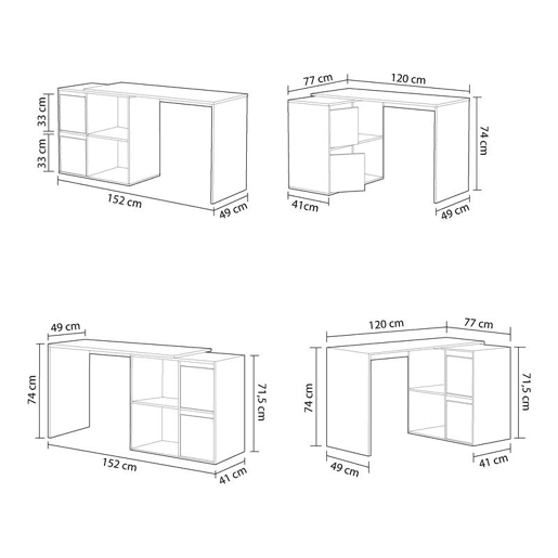 Secretária multiposições Adapta Artik White (Branco mate) 120 x 74 x 77 cm Secretária multiposições Adapta Artik White (Branco mate) 120 x 74 x 77 cm